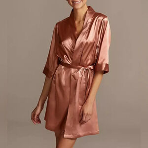 DB STUDIO | Wrap Tie Satin Robe Desert Coral Large